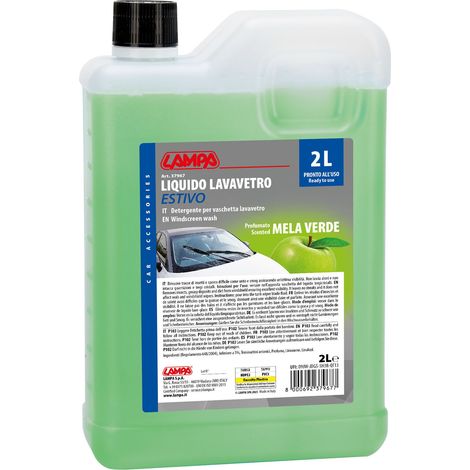 Liquido lavavetro estivo profumato, pronto all'uso - Mela Verde - 2000 ml