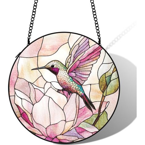 Attrape-soleil colibri vitrail 9 cm décoration suspendue fenêtre cadeau anniversaire femme (1/5)