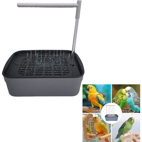 Baño eléctrico para loros, Baño automático para pájaros, Baño para loros rodeado de agua, Tamaño grande 33,531,320,8 cm, Negro (1/5)