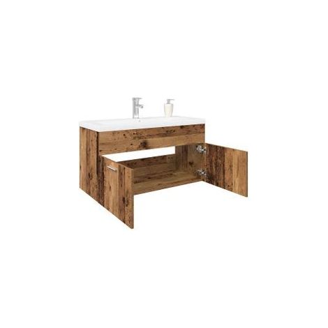 Meuble avec vasque intégrée vieux bois bois d'ingénierie