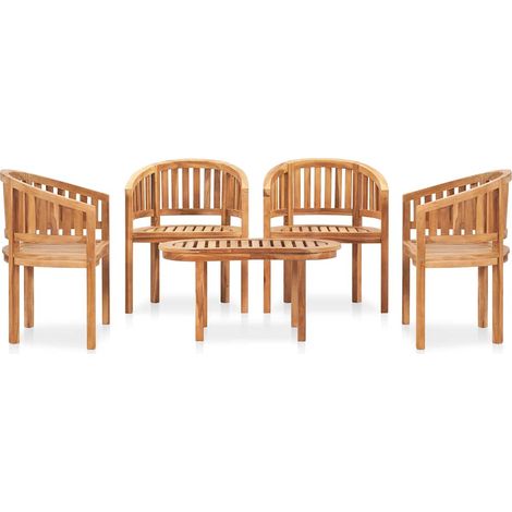 Maison Exclusive - 5-tlg. Garten-Lounge-Set Massivholz Teak (1/5)