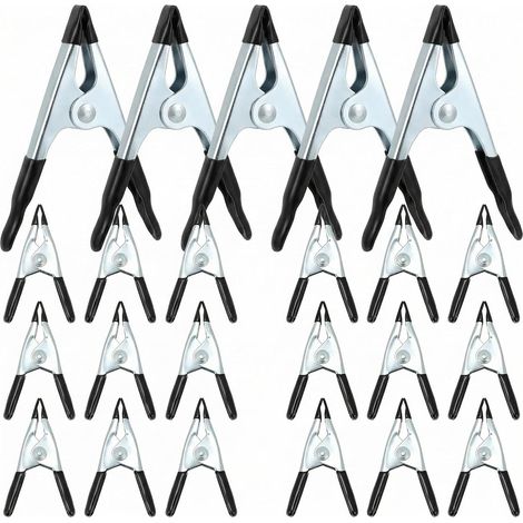 Jeu de 20 Pinces à Ressort Non Corrosif Tailles 10 cm et 5 cm Acier Zingué, Embouts et Poignées en PVC Antidérapants (1/5)