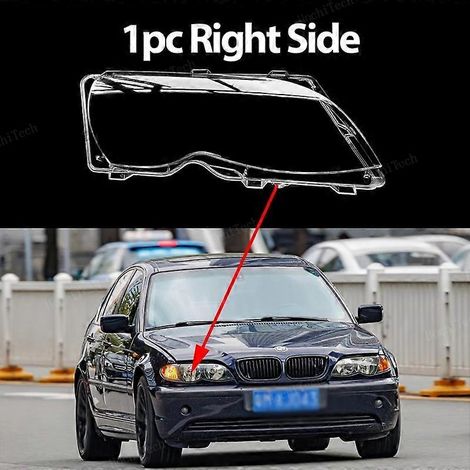 Scheinwerfer-Lampenschirm, transparente Linse, links/rechts, Abdeckung für BMW 3er E46 318i 320i 325i 4-Türer Limousine 2002–2005 – 1 Stück, rechte Seite (1/5)