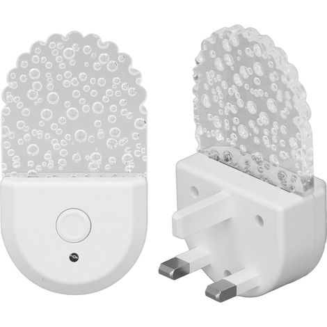 Lot de 2 Veilleuses LED RGB Acrylique Capteur Crépusculaire Design Bulle Prise EU Éclairage Ambiance Chambre Salle de Bain