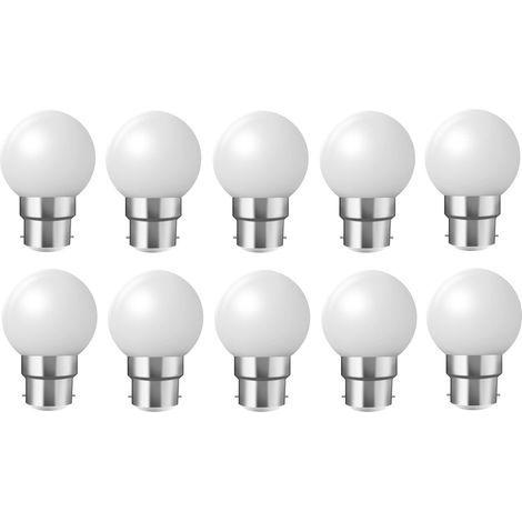 Ampoules à baïonnette B22 - Paquet de 10 ampoule LED feston 2W(équivalent 20W),ampoule à économie d'énergie Golfball,ampoules BC Party Small/mini，blanc chaud [Classe énergétique B] (1/5)