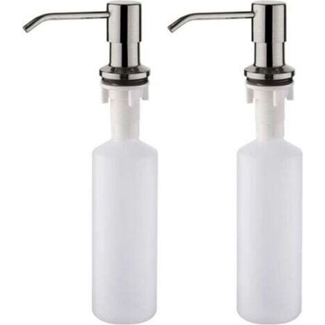 Dispenser di sapone da 500 ml per lavello da cucina, dispenser di detersivo per piatti a scomparsa, nichel spazzolato, grigio