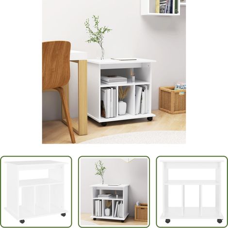 Armoire bureau -  Armoire à roulettes Blanc 60x45x60 cm Bois d’ingénierie (1/5)