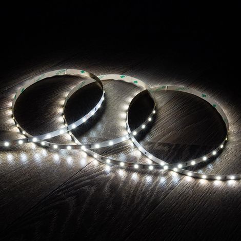 Bobina 5m Striscia LED 24V SMD 60 LED/m 5W/m 500lm/m Larga 8mm IP20 Taglio 10cm 6000K Bianco Freddo (1/3)