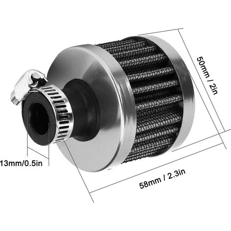 Miniatur-Luftfilter (13 mm) für Kurbelgehäuse, universelles Autozubehör, silber (1/5)