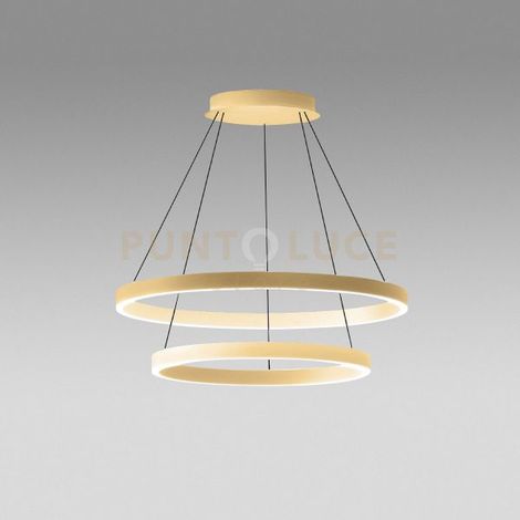 CRISEIDE S/2G - LAMPADARIO A SOSPENSIONE 2 LUCI ORO A LED 3000K 3800LM 75W(35W+40W) DIMMERABILE