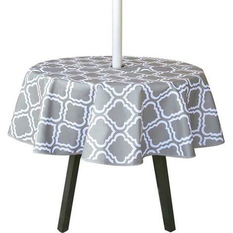 Nappe ronde d\'extérieur avec trou pour parapluie, Avec fermeture éclair, facile à enlever, nappe de jardin imperméable,150cm。 (1/4)