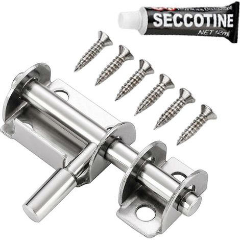 Verrou coulissant robuste en acier inoxydable, serrure de porte de chambre avec vis, compatible avec les portes intérieures de style 1 (1/5)