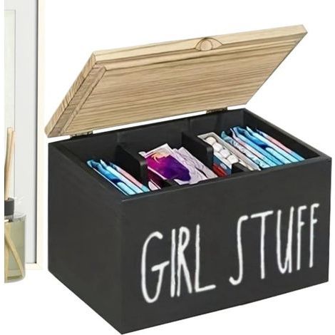 Aufbewahrungsbox aus Holz für Tampons und Damenbinden mit Fächern und Deckel – Badezimmer-Organizer für Toiletten, Hotels und die persönliche Hygiene, praktische Aufbewahrungslösung (1/5)