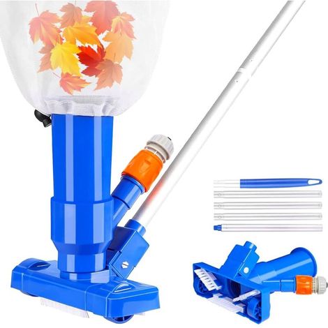 Aspirateur de piscine - Aspirateur de sol avec brosse et perches épaisses - Aspirateur de piscine - Aspirateur portable pour piscine, spa, étang, jacuzzi, fontaine