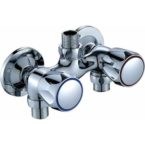 Mitigeur mural chromé en laiton robuste, robinetterie moderne pour salle de bain, eau chaude et froide, douche avec levier de commande, finition brillante (1/5)