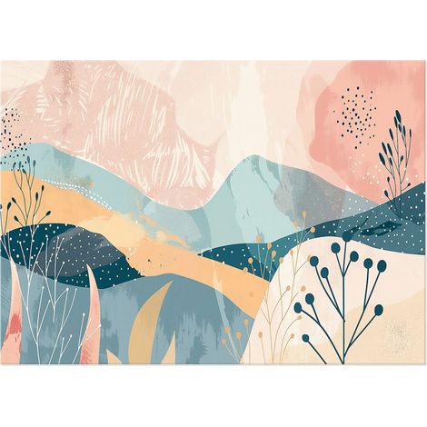 Lupia - Quadro moderno Canvas Prime PAESAGGIO POP 1 50x70 cm, Stampa su Tela effetto dipinto Astratto, Pennellate tridimensionale, Telaio in Legno, per soggiorno camera da letto ufficio