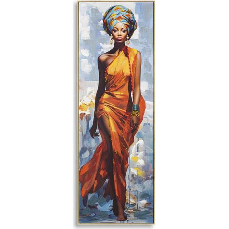 Dipinto su tela Daphne B con cornice, figura femminile in abito arancione (1/5)