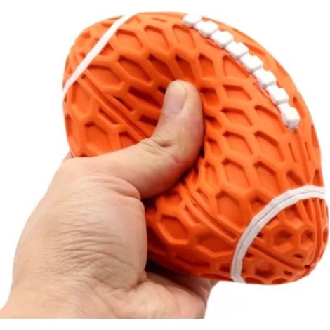 Jouet à mâcher agressif pour animaux de compagnie, lot de 2 pièces - Ballon de rugby à presser et sonore (1/3)