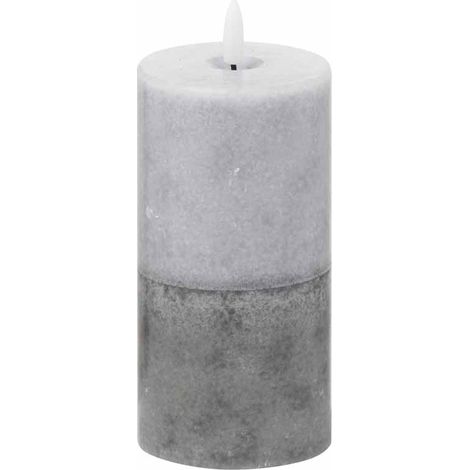 Luxe Collection Natural Glow 3x6 Dipped LED Candle - Plastic/Wax - L7 x W7 x H15 cm - Grey