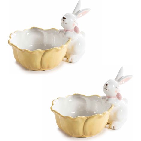 Contenitore Centrotavola in Ceramica Artigianale con Coniglietto, Regalo Pasqua (1/3)
