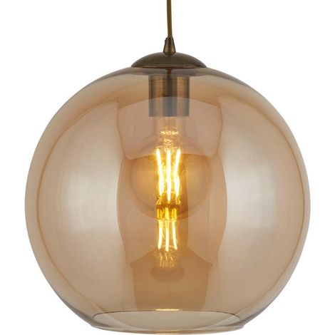 Sospensione Contemporanea Balls Acciaio Adjustable Vetro Ambra 1 Luce E27 D25Cm (1/3)