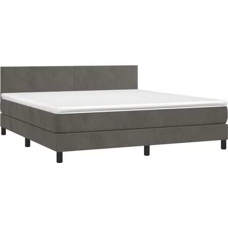 vidaXL Letto a Molle con Materasso e LED Grigio Scuro 160x200 cm