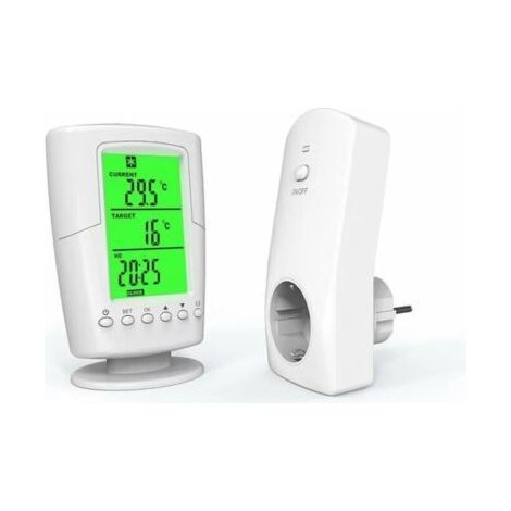 Thermostat sans fil programmable pour chauffage et refroidissement – Plage de température 0-60°C – Programmation P1-P8 – LCD rétro-éclairé (1/5)