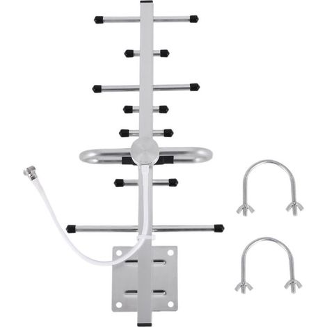 Antenne TV Numérique Extérieure Amplifiée 4K HDTV Amplificateur Signal Portée 300 Km VHF UHF (1/4)