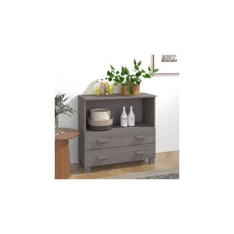 Buffet HAMAR Gris clair 85x35x80 Bois massif de pin (1/5)