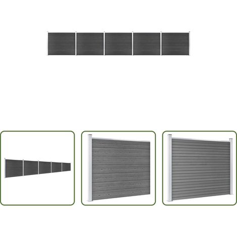 vidaXL Clôture résidentielle - Ensemble de panneau de clôture WPC 872x146 cm Gris (1/5)
