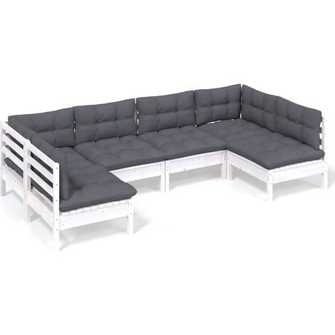 Maison Exclusive - Muebles de jardín 6 pzas y cojines blanco made (1/5)