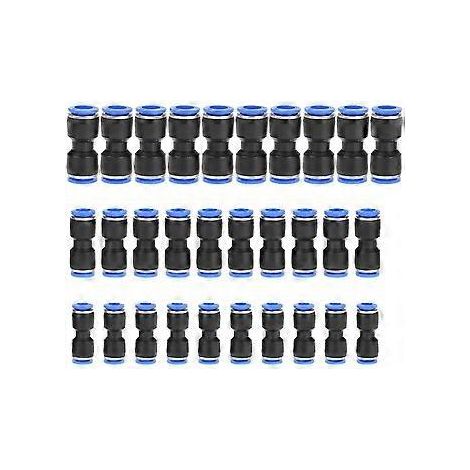 30 Stück pneumatische gerade Verbinder, Schnellverschluss-Befestigungsstücke aus Kunststoff für 6 mm, 8 mm und 10 mm Schläuche