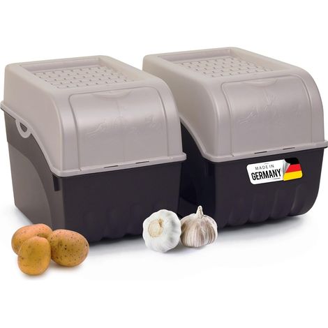 Boîte de rangement pommes de terre 2x9L blanc nacré empilable
