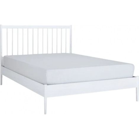 Lit 160 x 200 cm blanc plaqué frêne tête de lit barreaux - PADO 4527 (1/3)