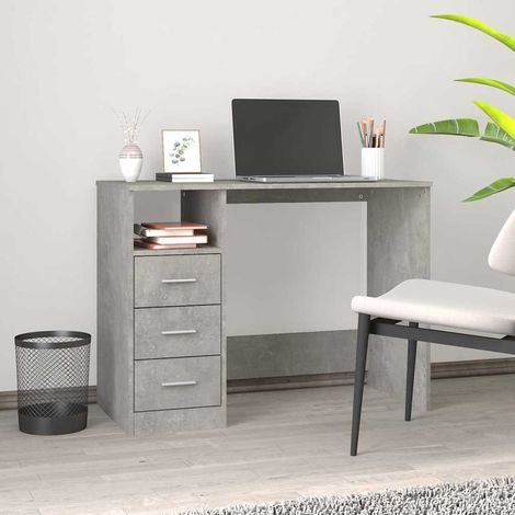 vidaXL Desk with Drawers Concrete Grey 102x50x76 cm Engineered Wood (1/5)