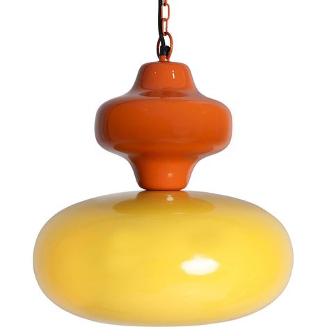 Suspension contemporaine fer jaune et orange finition brillante - Jaune éclatant et orange vif (1/3)