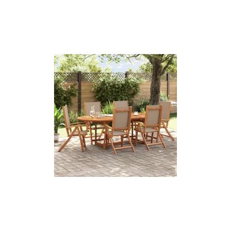 Ensemble à manger de jardin 7pcs bois d'acacia solide textilène (1/5)