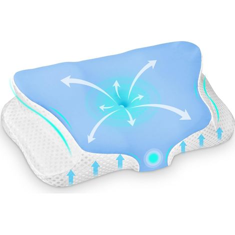 1 Oreiller Ergonomique Mémoire De Forme, 2 Hauteurs Ajustables, Housse 3D Respirante, Pour Dos Côté Ventre (1/5)