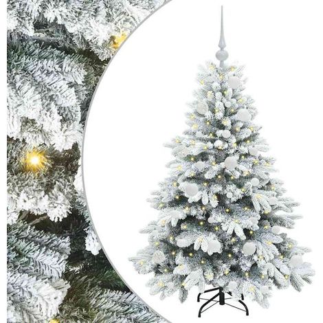 Sapin de Noël artificiel avec 150 lumières LED blanches, 120 cm de haut, en PE et PVC. (1/5)