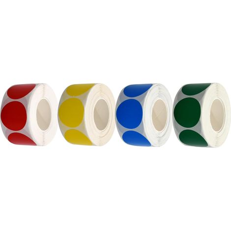 Adesivi rotondi multicolori 4 rotoli Adesivi autoadesivi impermeabili e rimovibili rossi, gialli, verdi, blu Adesivi codificanti in carta color rame Adesivi rotondi 500 adesivi per rotolo (1/5)