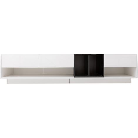 TV-Lowboard Weiß/Schwarz Hochglanz 190x40x42 cm mit 3 Schubladen und 2 Fächern (1/5)