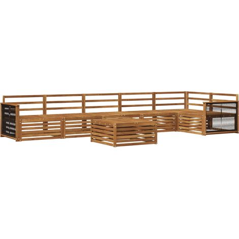 Set di divani da esterno 7 pz Naturale Legno di Acacia Massello vidaXL (1/5)