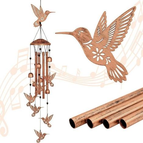 Carillons Éoliens Extérieur Forme Colibri Métal Décoratif Jardin Cadeaux Anniversaire Pendaison Crémaillère Fêtes (1/4)
