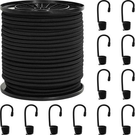 Cuerdas elásticas con ganchos 4 mm Negro PP y goma vidaXL (1/5)
