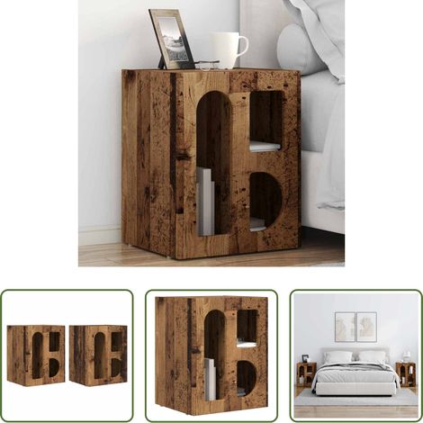 vidaXL Étagères - Table de chevet 2 pcs Bois ancien 40 x 35 x 50 cm (1/5)