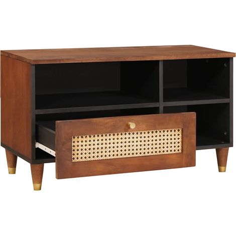 Meuble TV  Banc TV  Armoire TV Marron 80 x 33,5 x 46 cm Bois de mangue massif (1/5)