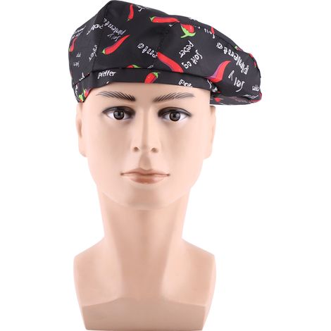 Bonnet chef cuisinier boulanger personnel de cuisine chapeau bec de canard casquette golf homme femme (Piment fort) (1/5)