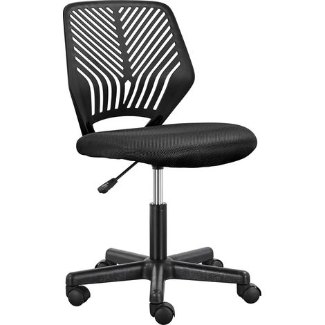 Chaise Bureau Pivotante sans Accoudoirs Hauteur Réglable Noir (1/5)