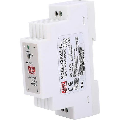 Alimentation à découpage sur rail DIN 2024 DR-15-12, sortie unique, 12 V, 1,25 A, 15 WDR-15-12 (1/5)