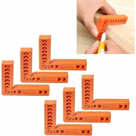 6 Stück ABS-Positionierwinkel, 100 mm, rechtwinklige Klemmen, 90°-Winkelpositionierung, robust und tragbar, für Kisten, Schubladen, Schränke, Rahmen und Möbel – Orange (1/5)